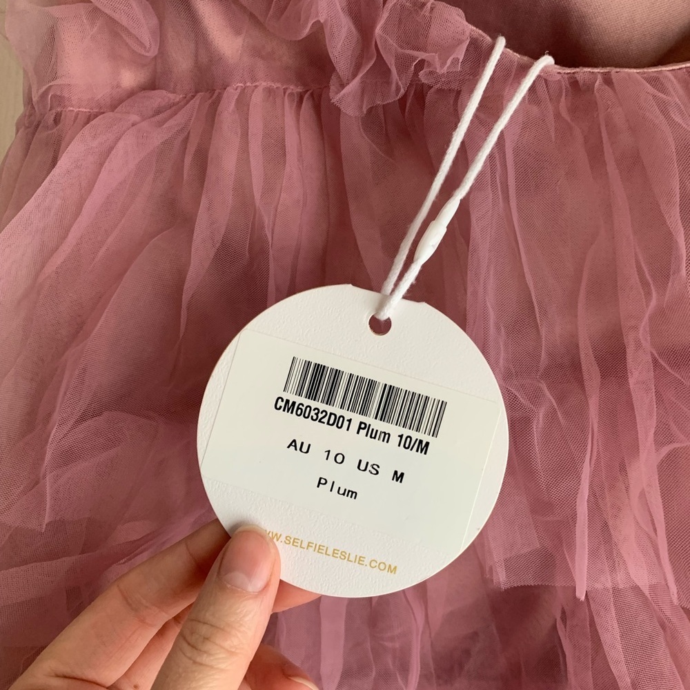 Selfie Leslie nwt Arrabel Tiered Ruffle Tulle Maxi Dress Plum - Picture 8 of 10